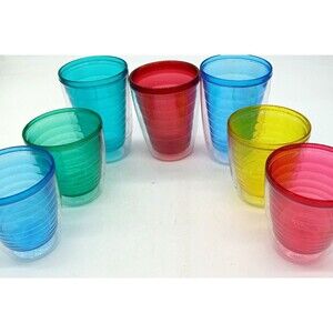 Vintage Connoisserve 7 Multicolor Retro Plastic Double Insulted Tumblers